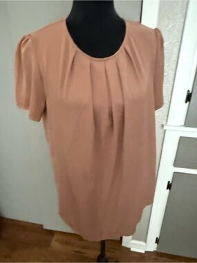 SHEIN Mauve Short-Sleeve Pleated Front Blouse